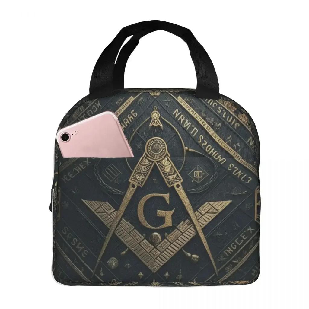 Masonic Mason Freemason Insulated Lunch Bag for Women Kids Portable Food Boxes Thermal Lunch Box Tote
