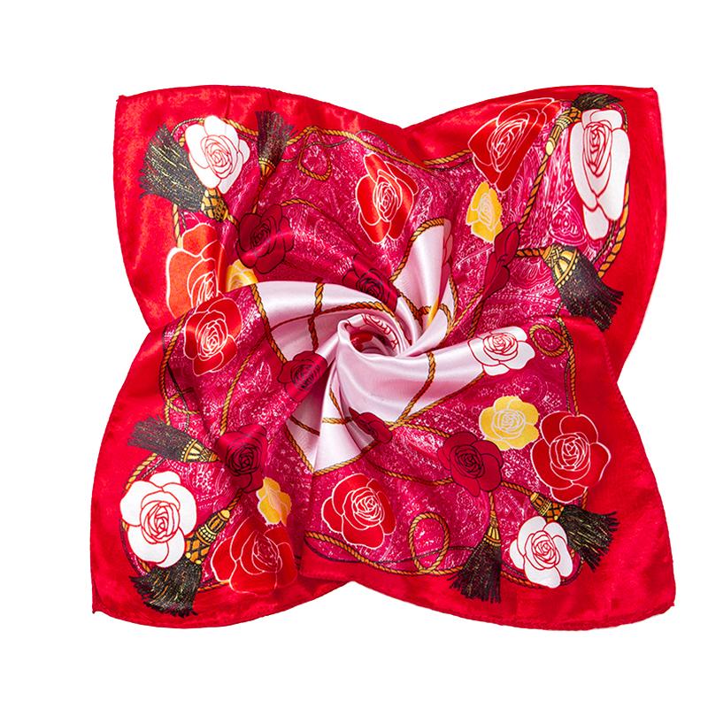 1 Peça Bandana Comissários de Bordo 50x50CM Moda Poliéster Elegante Lenços Quadrados Hijab Femininos