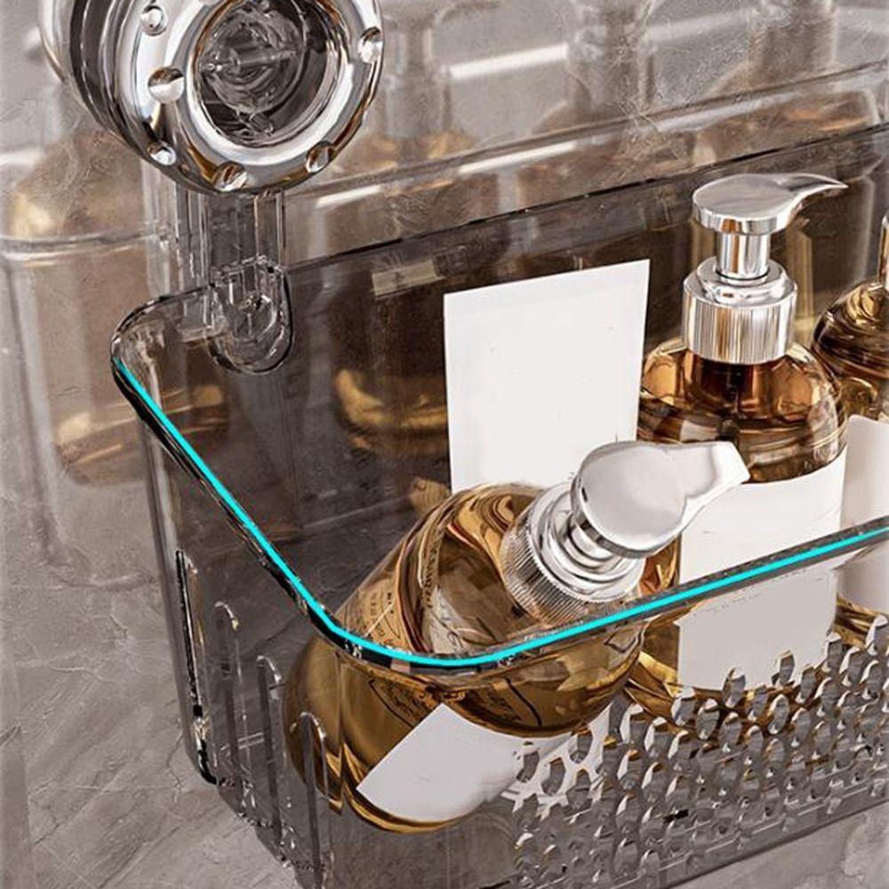 Large Capacity Draining Basket Plastic Wall Mounted Storage Rack Suction Cup Shower Rack  Bathroom