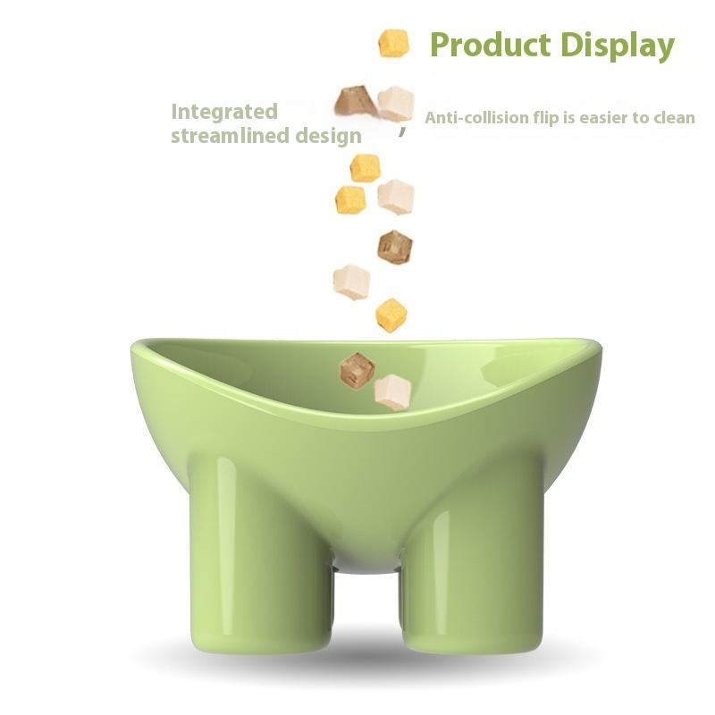 Tall Cat Bowl Macaron Color Elephant Leg Bowl Neck Protector Diagonal Cat Basin Anti-knock Plastic Pet Supplies Bowl