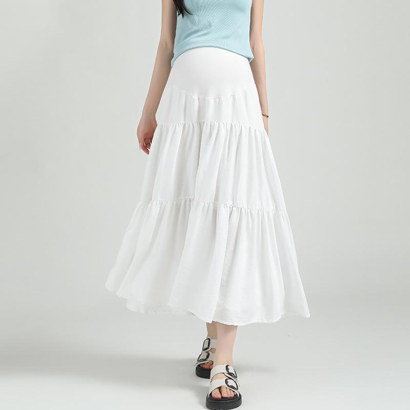 Maternity Skirt for Summer, Women's Mid-length Loose-fitting Slimming Flared Skirt with High Waist