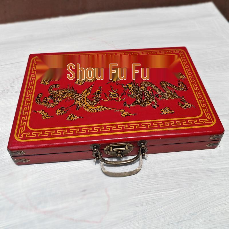 Off-White Melamine Mahjong Tiles with Antique Box for Dorm Use