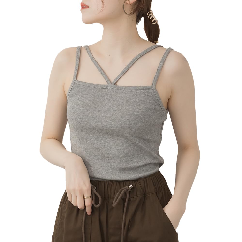 Jungle Jalopy Plus Size Design Cotton Tank Size WK-0468 Women's Camisole, Cami, Top, Spring/Summer, M-GRAY