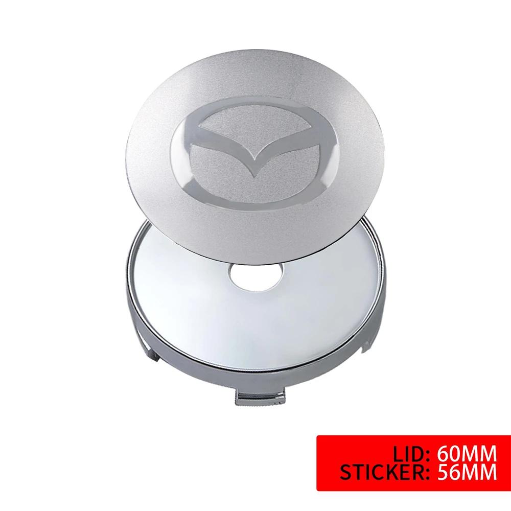 2025 Hot 4pcs 60mm Auto Wheel Center Hub Caps Cover Rim Sticker Badge For Mazda Axela 2 3 5 6 CX-5 CX 7 CX-9 MX-5 Decoration Car