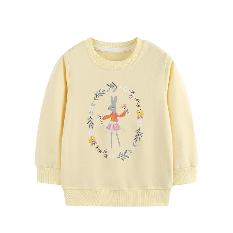 Girls Autumn Hoodie - European Style Embroidered Cotton Knitted Sweatshirt 4Y (110 cm)