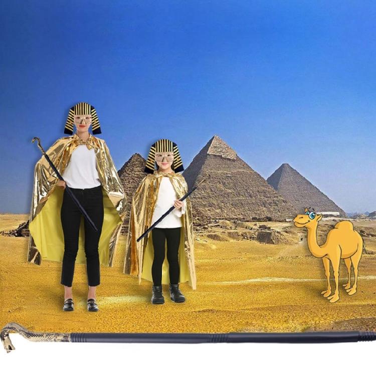 Egyptian Pharaoh Costume Golden Cape Cloak Wrap Egyptian Mask Pharaoh Mask Hallf Face Mask for Halloween Cosplay Party