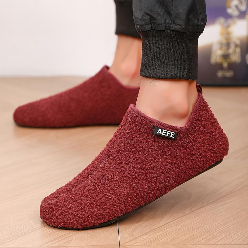 Men Winter Loafers Lightweight SlipOn YRZL Cotton Shoes Warm Slip Slippers Plush Indoor Home Cotton Warm Protection for Cold Weather Conditions