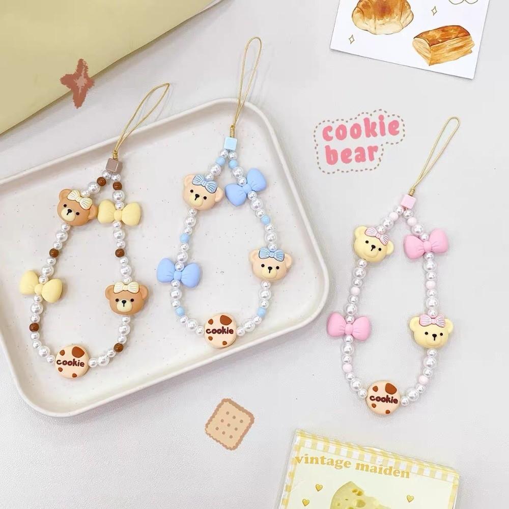 Anti-loss Mobile Phone Lanyard Biscuit Bear Cell Phone Strap Bead Phone Chain  Phone Charm