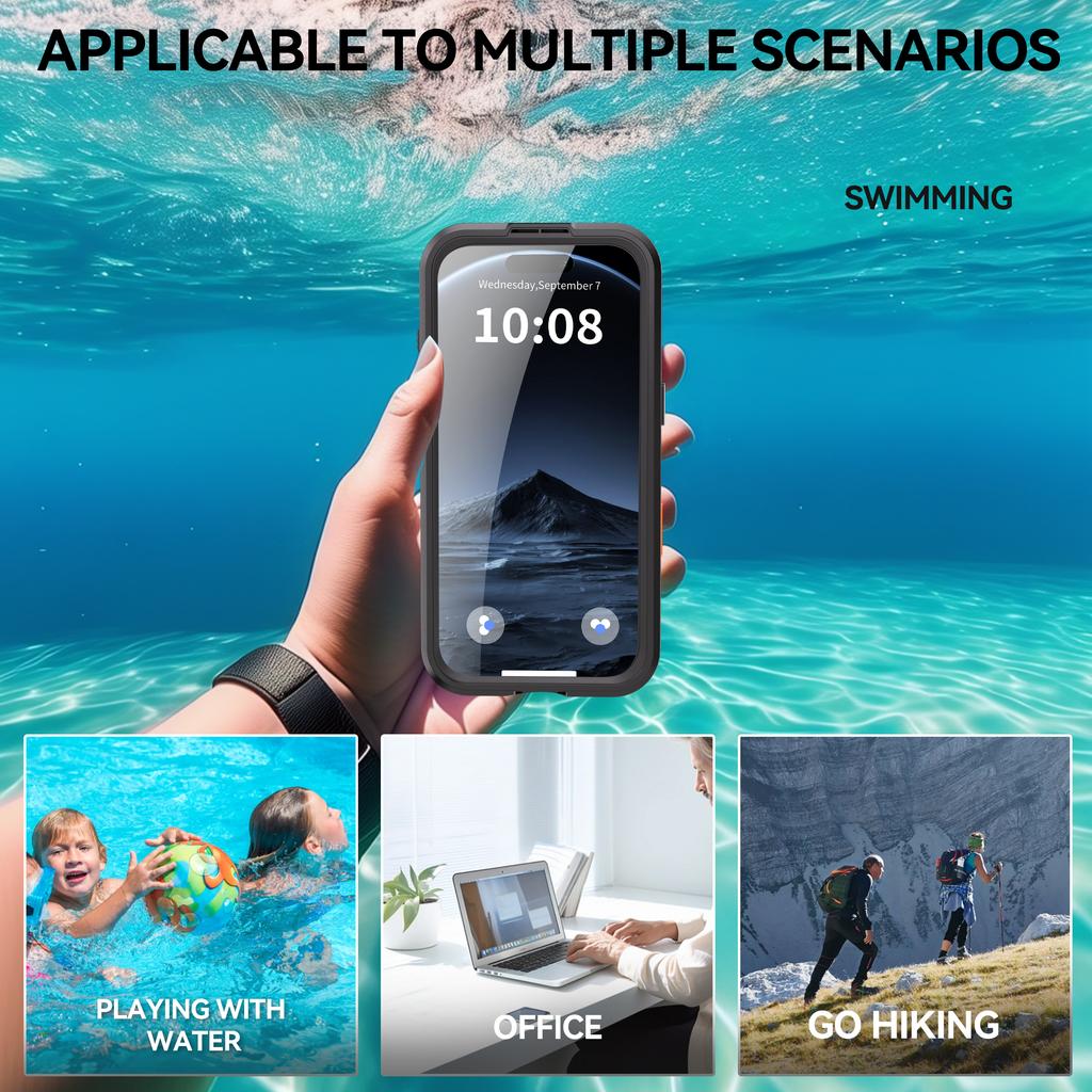 IP68 Waterproof Magnetic Case for IPhone 17 Air 16 Pro Plus ProMax Shockproof 360 Full Body Heavy Duty Cover Diving Swim Outdoor