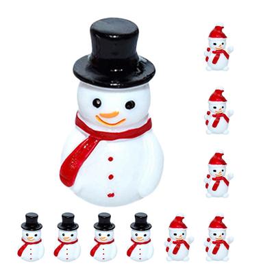 10 Pcs Mini Resin Christmas Ornaments Mini Christmas Snowman Dolls Figurines With Hats For Diy Snow Globes Fairies Garden