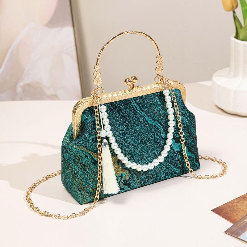 Sac pour femme sac bandoulière brocart uni et élégant sac hanfu sacs pour femme sac messager sac à main à clip