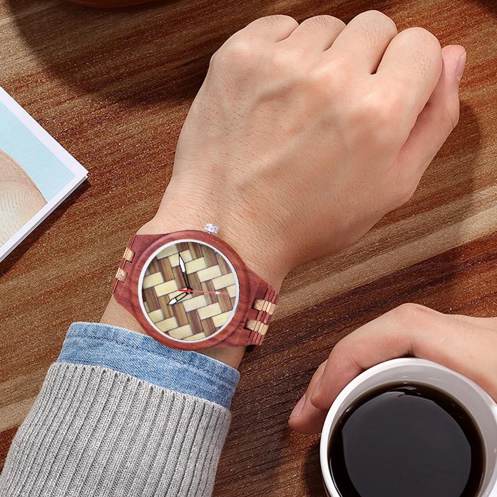Nature Wood Bamboo Watch Men Handmade Full Wooden Creative Men's Watches New Fashion Quartz Digital Clock Christmas Gift