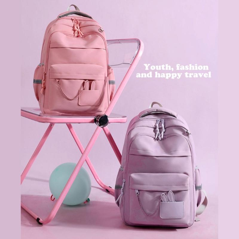 Korean Styles Backpack Lovely Rabbits Print Backpack Student School Backpack Large Capacity Backpack Girls School Bag