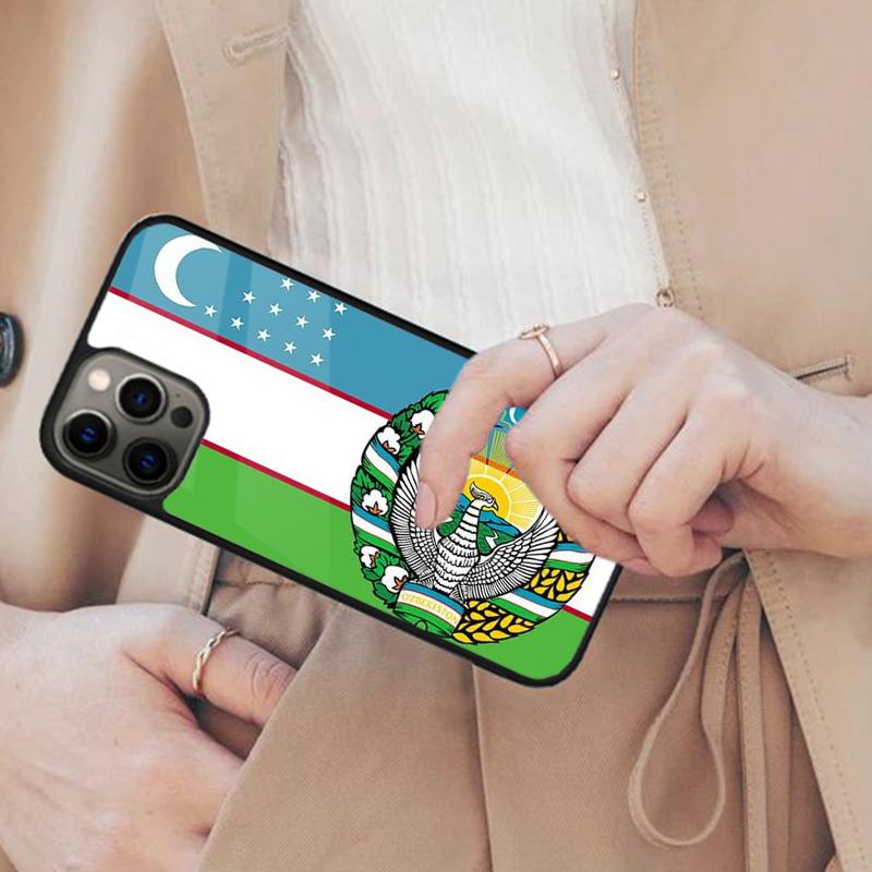 Uzbekistan Flag Coat Of Arms Magnetic Phone Case For APPLE iPhone 17 Air 16 14 13 12 Pro Max 15 Plus Wireless MagSafe Cover