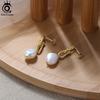 ORSA JEWELS Handpicked Baroque Pearl Earrings 925 Sterling Silver Vintage 14K Gold Pearl Drop Earrings Jewelry for Women GPE54