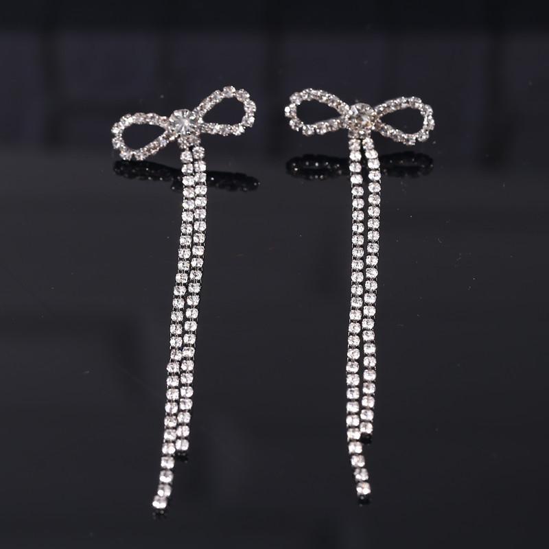 Übertriebene Full-Diamond-Fransenohrringe Damen-Lange Stecker-Ohrringe Dongdaemun Temperament-Ohrringe Ohrringe