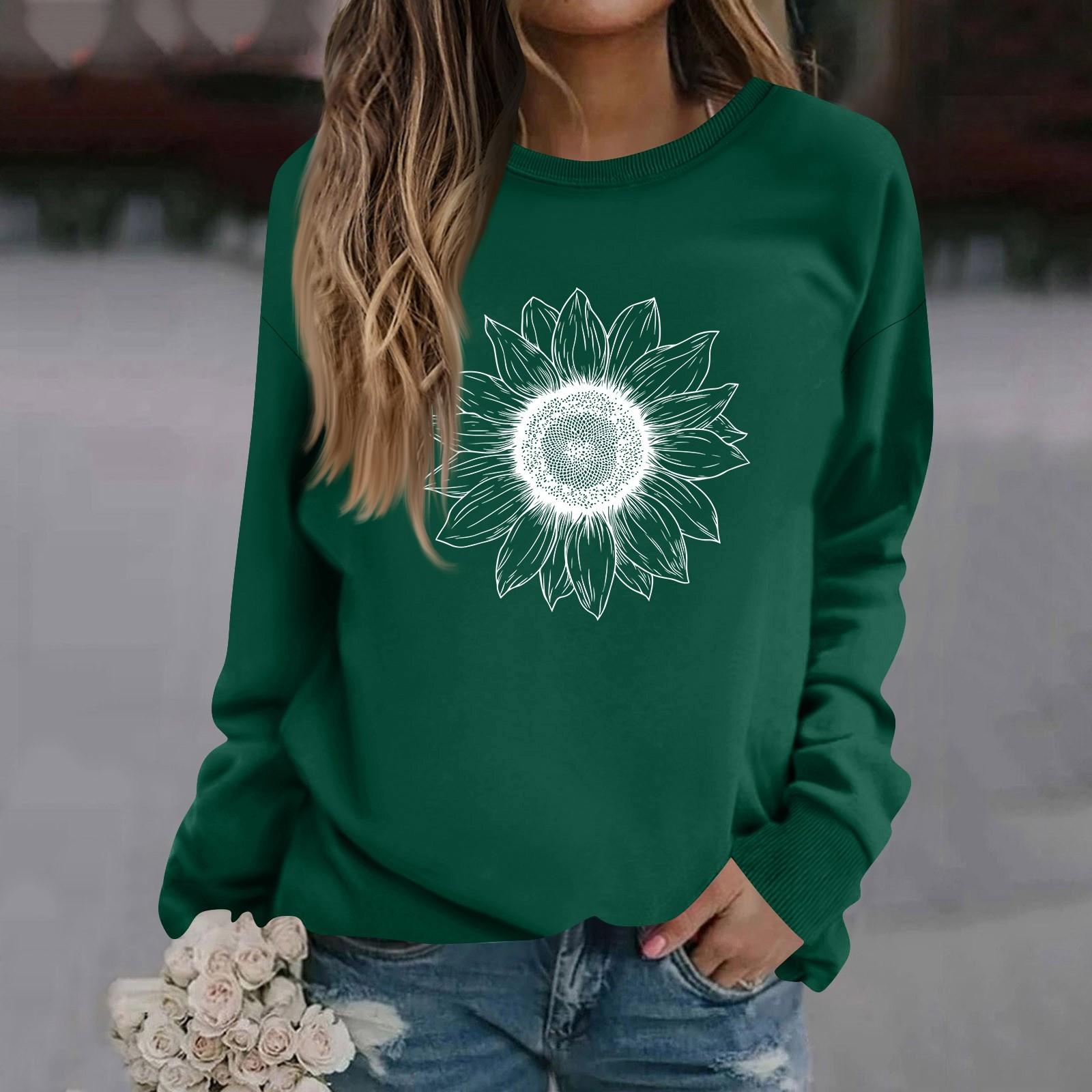 

Женская модная повседневная толстовка с длинным рукавом и круглым вырезом с принтом XL