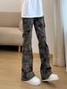 Men's Winter Slim Fit Camouflage Cargo Bootcut Jeans with Straight Leg and Velvet Lining.