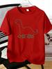Unisexs Tee Simple Line Art Roller Skate Dinosaur Print Cotton Short Sleeve Male Casual Streetwear Outdoor Daily Basic Fashion Top