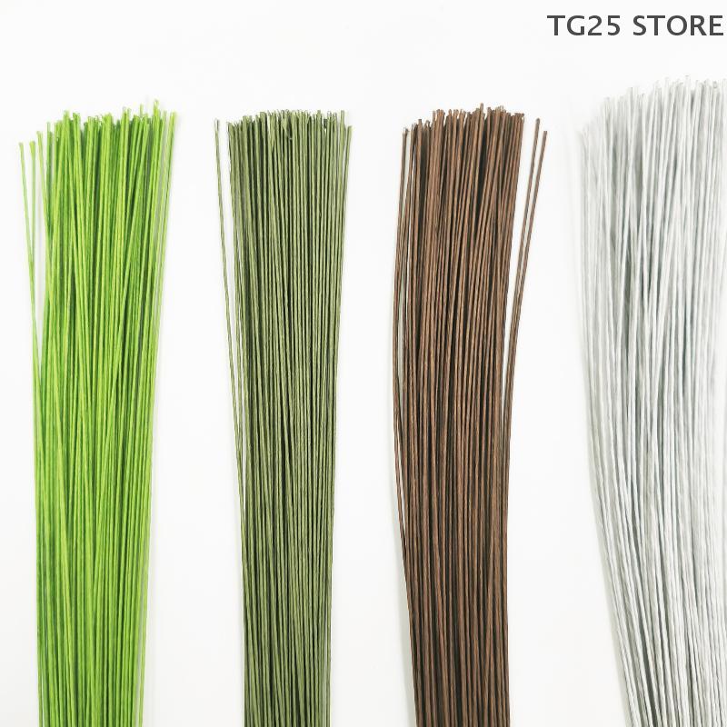 100Pcs 40cm DIY Floral Material Green Flower Wire Stems Artificial Wire Stem Accessoies Wedding Home Decor
