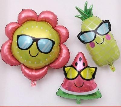 Glasses Sun Shaped Balloons Party Decorations Pography Props Watermelon Pineapple Summer Themed Aluminum Film Balloons