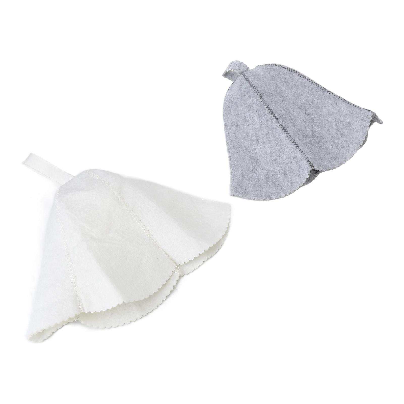 

2pcs Sauna Felt Hats Water Absorption Head Protection Shower Bathing Hat for Women Men Grey White