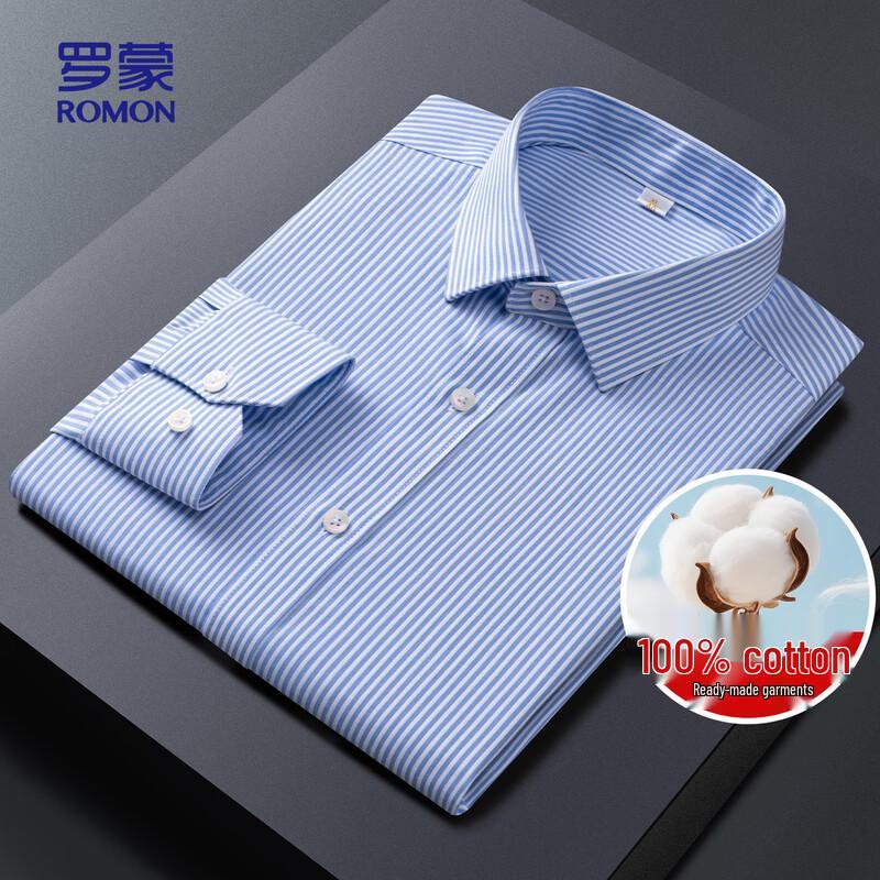 

ROMON Мужская деловая рубашка с длинным рукавом из 100% хлопка, не требующая глажки 44