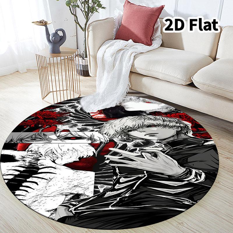 Tokyo Ghoul Runder Teppich Teppich für Wohnzimmer Schlafzimmer Sofa Spielzimmer Dekor Rutschfeste Bodenmatte