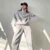 2026 Spring Fall New Fashion Button Stand Collar Women's 2 Piece Outfit Casual Loose Suit Set Tops+Pants eBay Hot Sale