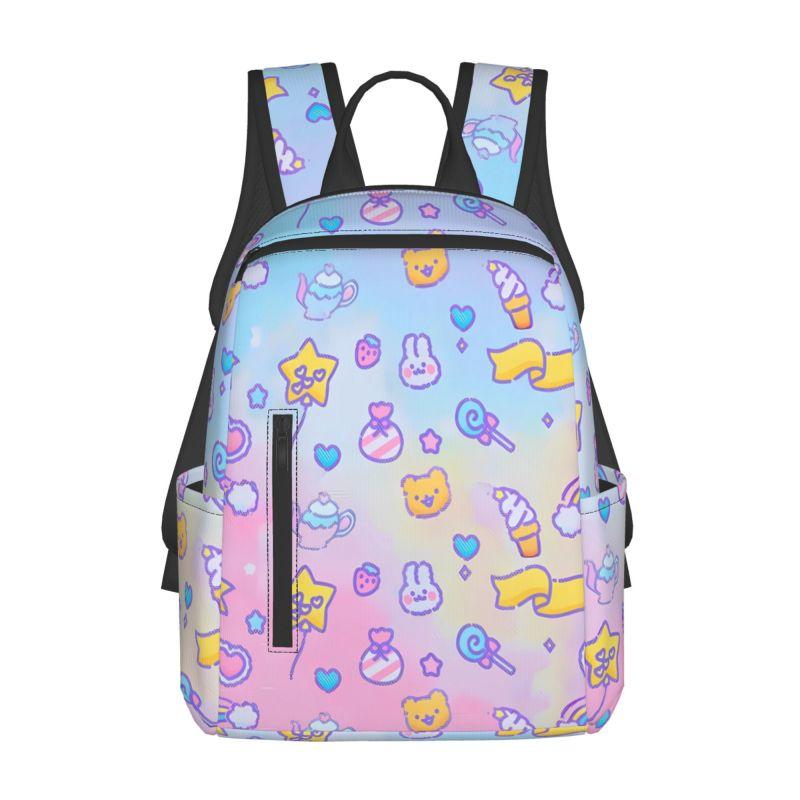 Full Print Rainbow Sorbet Backpack for Boy/Girls Best Gifts 2D Flat Cartoon SchoolBag for Children Bags