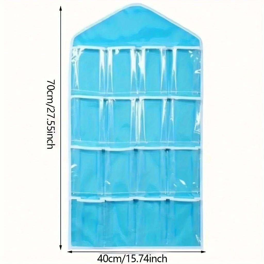 1pc-Hanging Storage Bag, Multi Grid Polyester Socks Storage Bag For Household