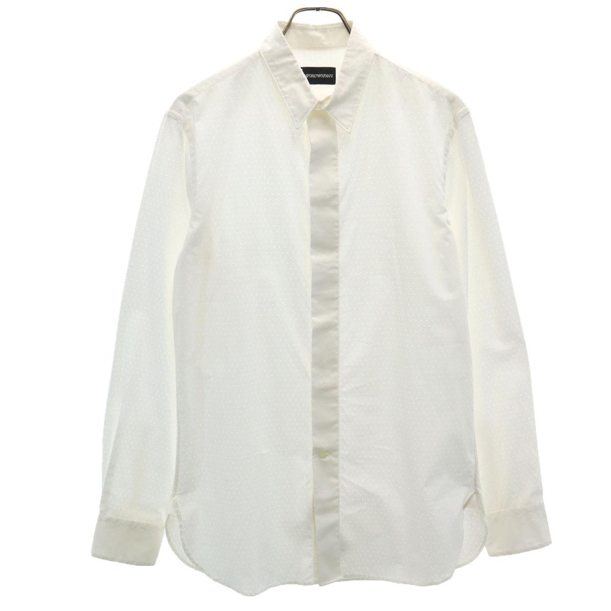 

Emporio Armani Рубашка из хлопка с длинным рукавом и перфорацией 39 белая Мужская Б/У