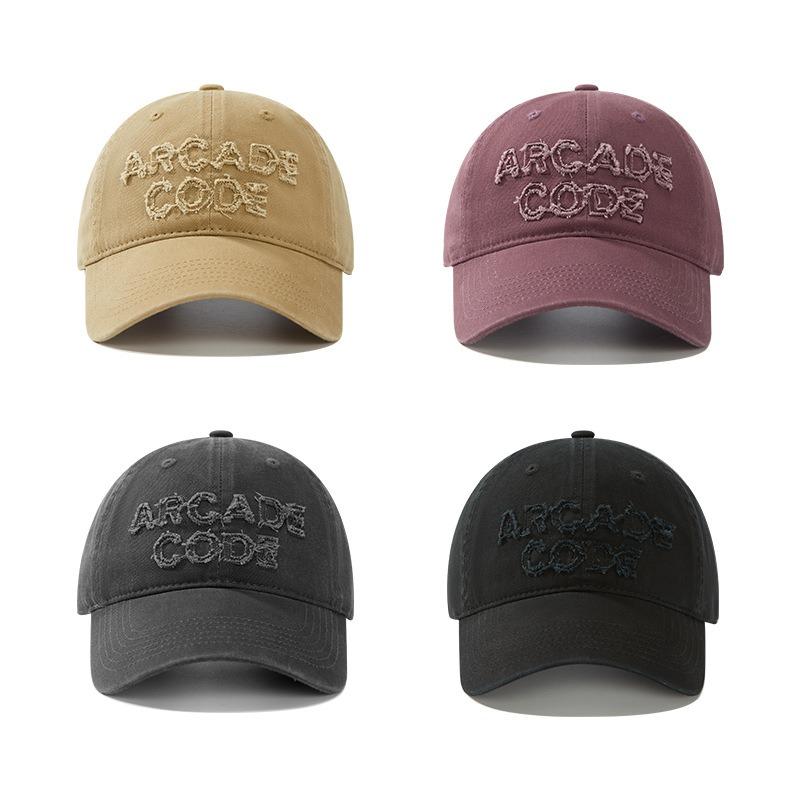 Retro Alphabet Baseball Cap Women's Versatile Purple Hat Big Head Circumference Shading Big Brim Deep Top Cap Men