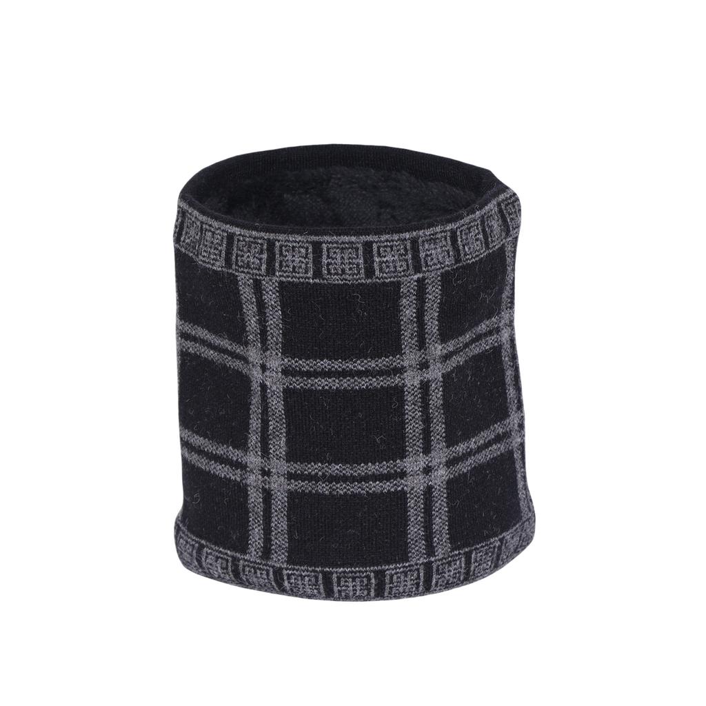 Winter Men Windproof Thickened Neck Gaiter Imitation Cashmere Warm Plaid Neckerchief Fashion Simple Knit Neck Cover Ring Scarf