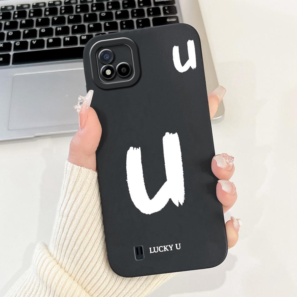 For Realme C11 (2021) Lucky Initial Letter Phone Case For Realme C11 2021 2020 RMX3231 RMX2185 Soft Silicone Shockproof Cases