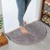 Eanpet Half Round Bath Mat Non-Slip Grey Bathroom Rugs Semicircle Chenille Bath Rugs Water Absorbent Floor Mats for Kids