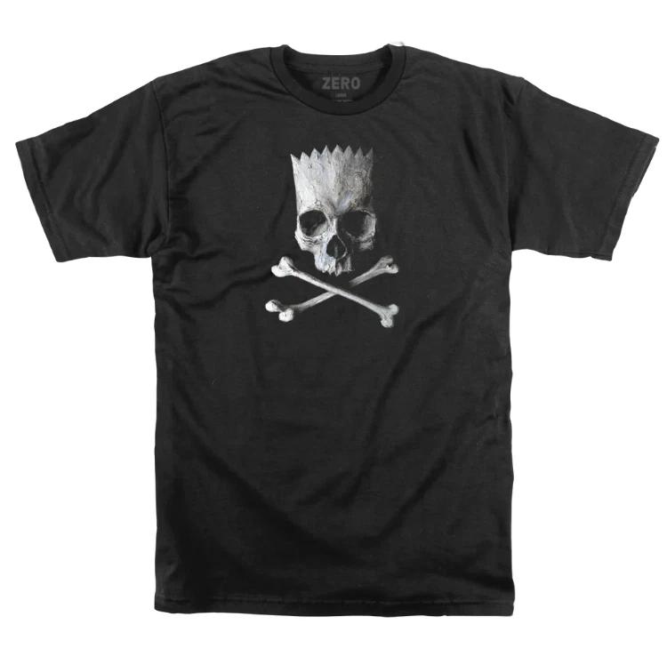 Zero Skateboards Camp Bart Skull and Bones T-shirt Black White S