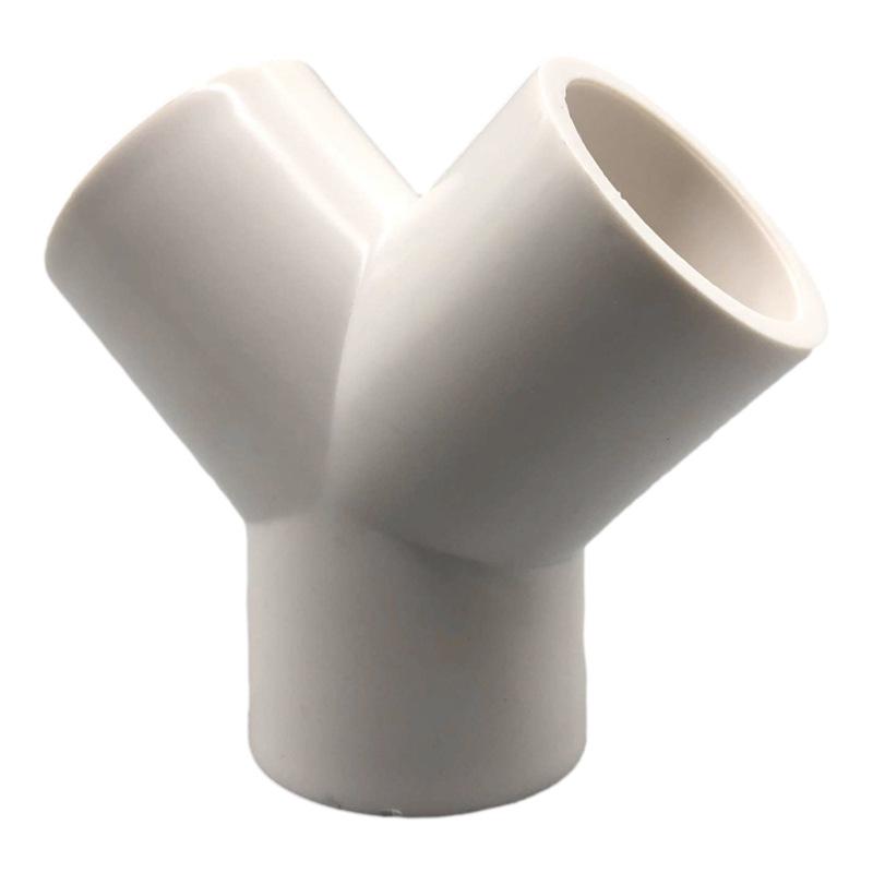 PVC Y-Type Elbow Tee 45° Three-Way Connector for Water Pipes (20-75mm)