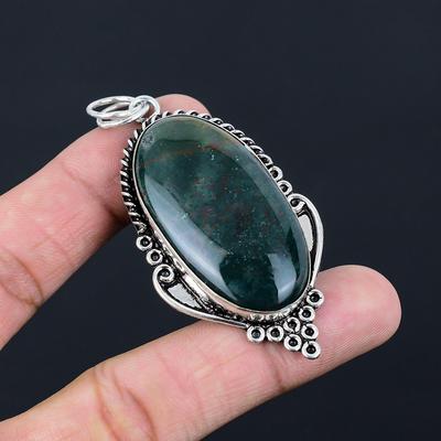 Oval Bloodstone Gemstone 925 Sterling Silver Daughter March New Pendant Jewelry