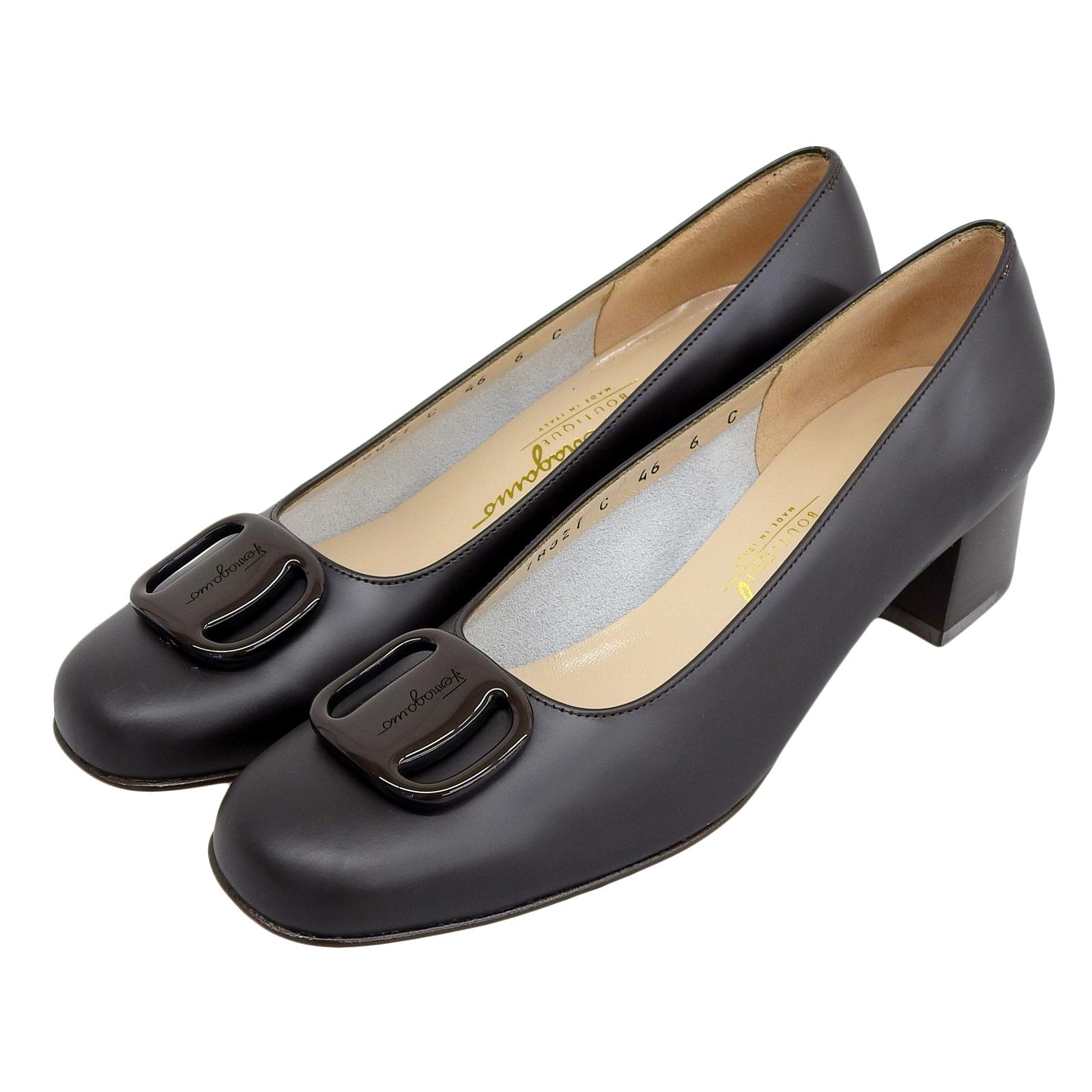 Отличные туфли-лодочки Salvatore Ferragamo FRAGOLA Vala Темно-коричневая кожа Женские 6 Б/у