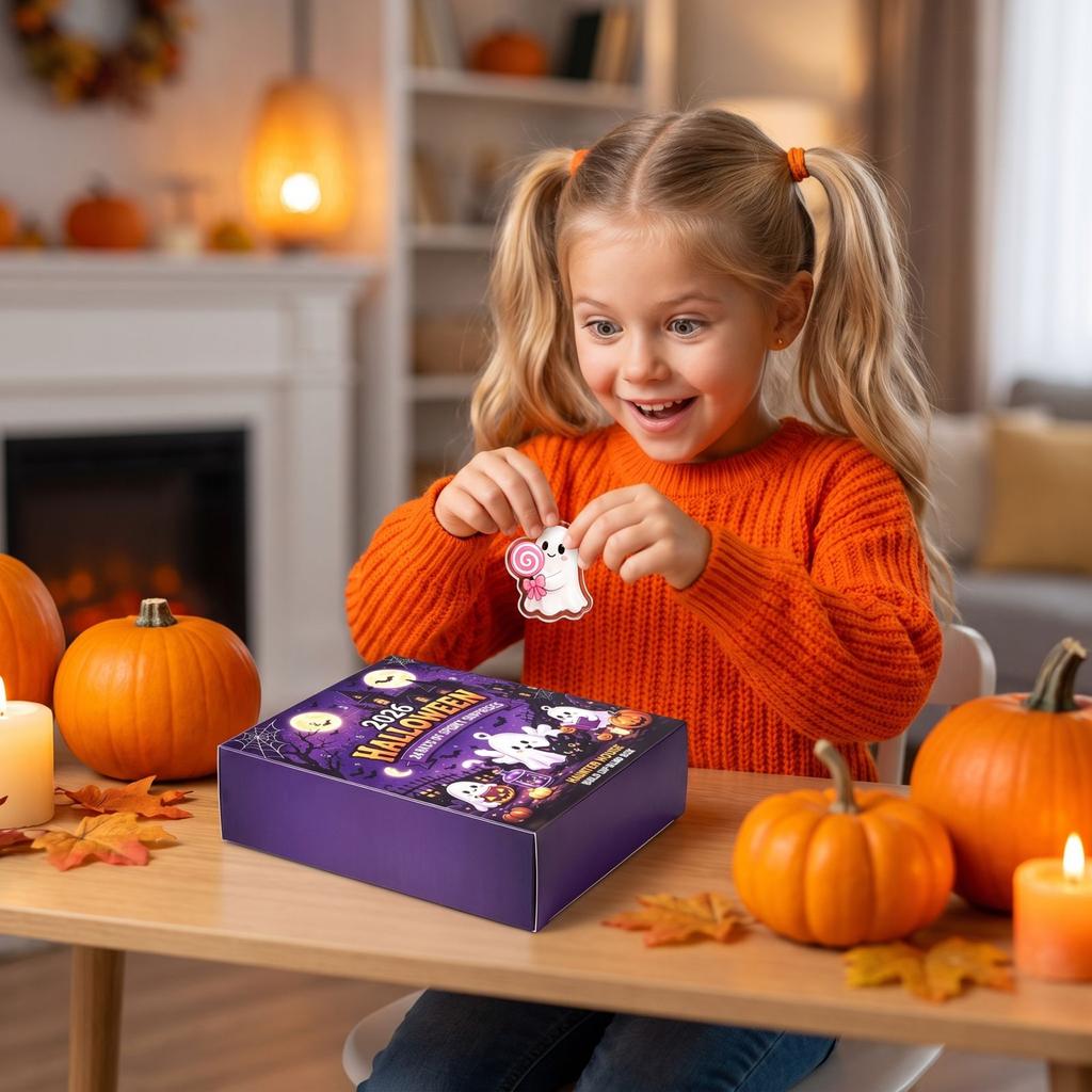 2026 Halloween Advent Calendar – Days Countdown with 2D Acrylic Ornaments for Kids Teens Adults