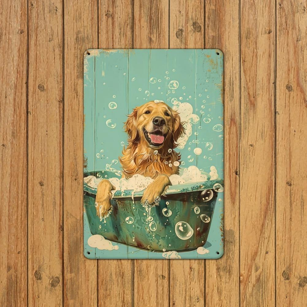 1pc Retro Dog Bath Metal Iron Sign, Iron Wall Art, Suitable for Home, Bar, Cafe, Gym, Garage, Indoor and Outdoor Decoration