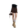 Autumn/Winter High-End Suede Pleated Coffee A-Line Short Skirt for Plus Size Women