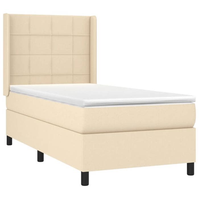 3131406 vidaXL Bed with Box Spring and Mattress Cream 90x200 Cm Fabric