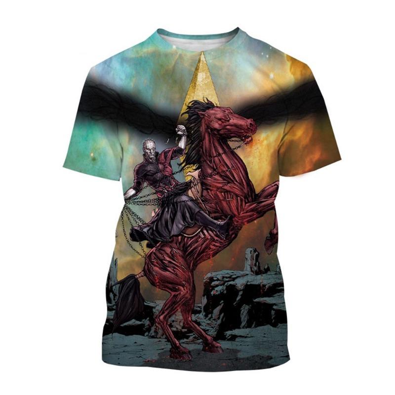 Summer fashion trend creative 3D printing printed horror movie hip-hop casual comfortable printed short sleeved shirt