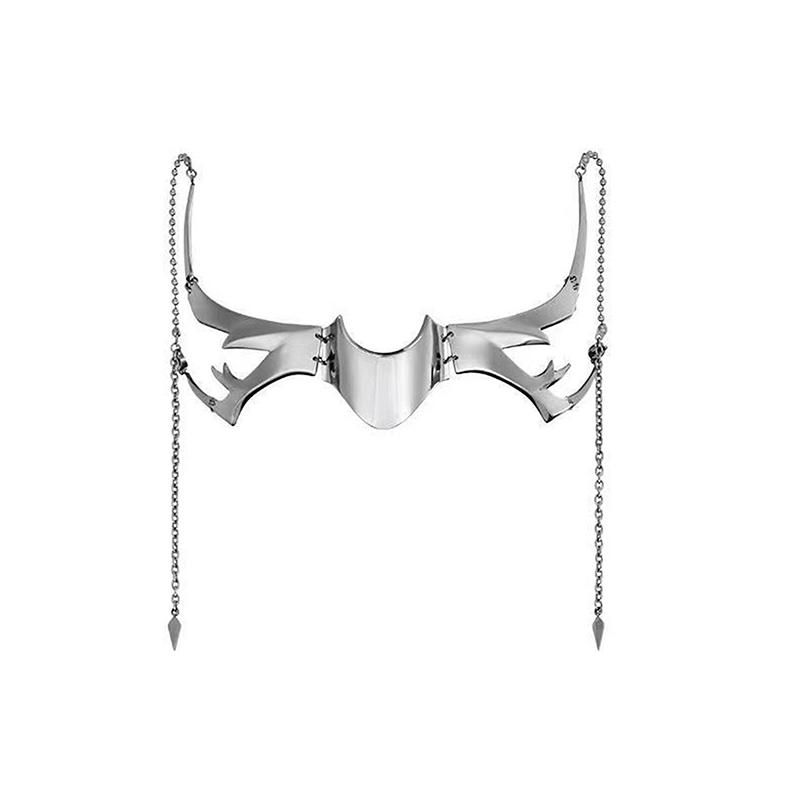 Punk Alien Decent Nose Mechanická Maska Cosplay Chin Gothic Masky Kovová Obličejová Maškarní Párty Doplňky
