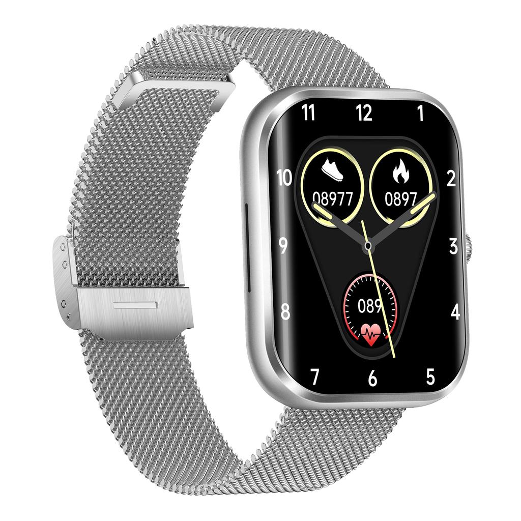 AK58 Waterproof Smart Watch 1.96-inch Large Screen Heart Rate Monitor Sports Wristband,Steel Strap