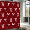 Elegant Red And White Bow Pattern Shower Curtain Waterproof Mildew Resistant Easy To Install For Bathroom Decor Non-Toxic