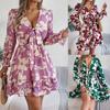 Abito da Donna Autunno/Inverno Casual a Linea ad A con Maniche Lunghe, Pizzo Floreale e Laccetti, Rifinitura con Orecchie di Legno