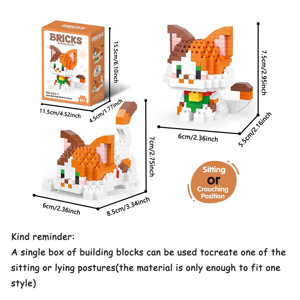 Micro Mini Super Niedlich Micro Katze Baustein Tiny Pet Serie Puppenfigur Das Perfekte Miniaturgeschenk für Katzenliebhaber und Mädchen